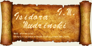 Isidora Mudrinski vizit kartica